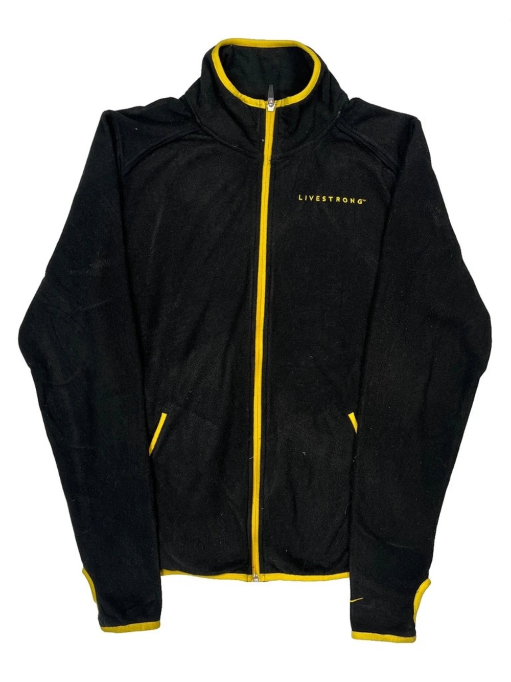 Vintage Nike LIVESTRONG Black & Yellow Full-Zip Fleece Jacket